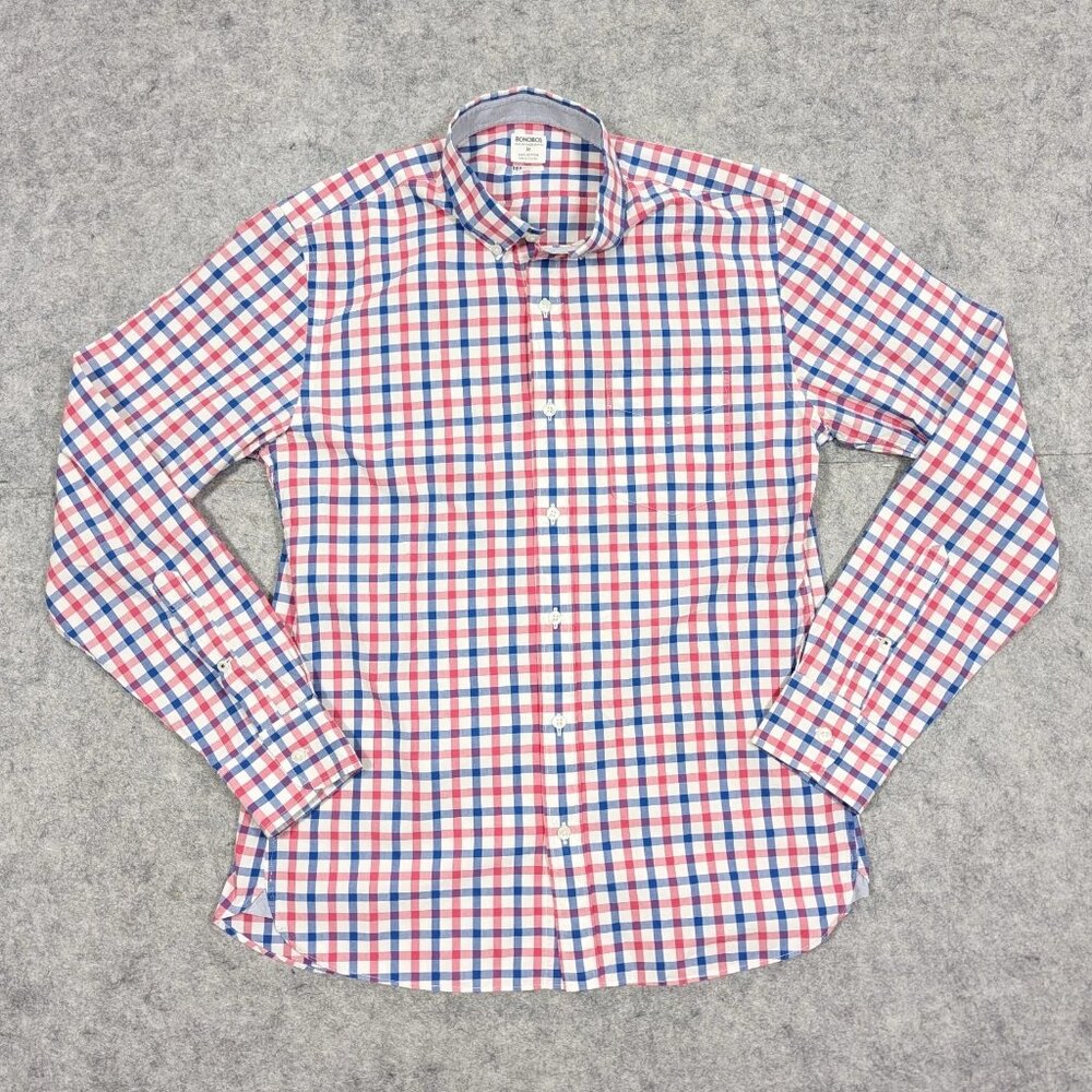 Bonobos Plaid Shirt Size Medium Slim Fit Side Gussets